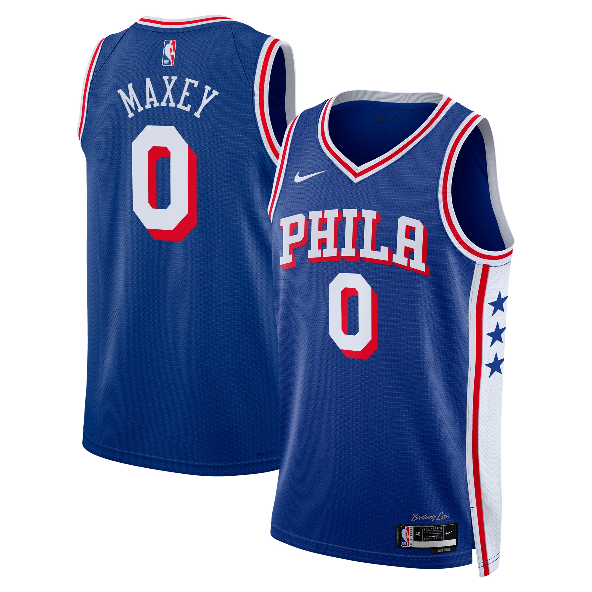Philadelphia 76ers Icon Edition Swingman Jersey - Navy - Tyrese Maxey - Youth