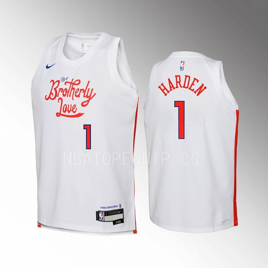 Philadelphia 76ers James Harden 1 City Edition White Youth Jersey Swingman