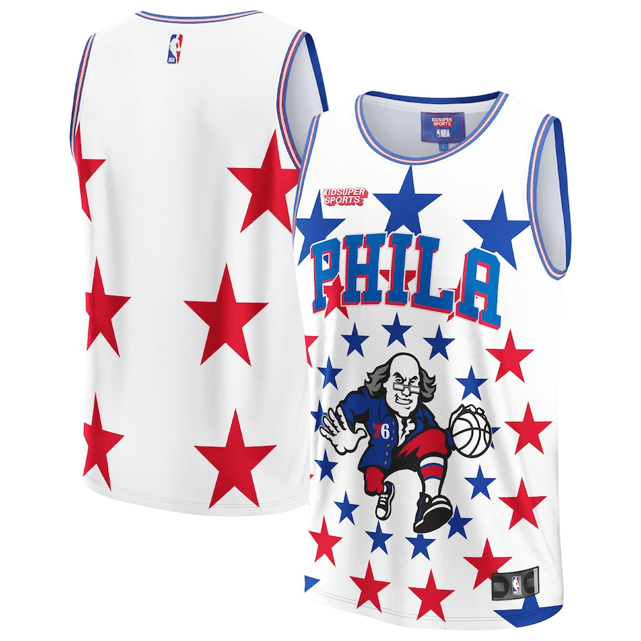 Philadelphia 76ers Nba & Kidsuper Studios Unisex Hometown Jersey - White
