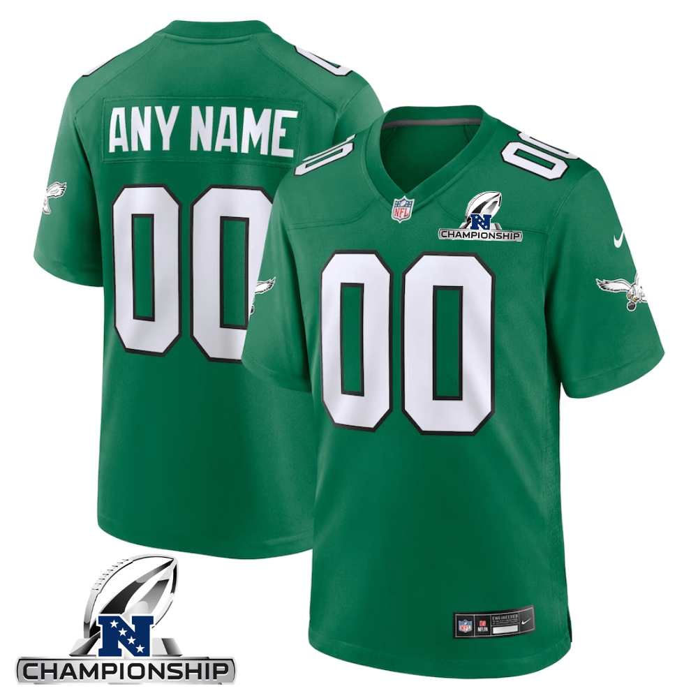 Philadelphia Eagles Nfc Championship Patch Alternate Game Men Custom Jersey - Kelly Green Js1872