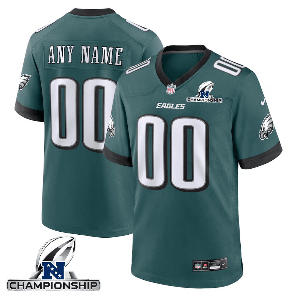 Philadelphia Eagles Nfc Championship Patch Game Men Custom Jersey - Midnight Green Js3634