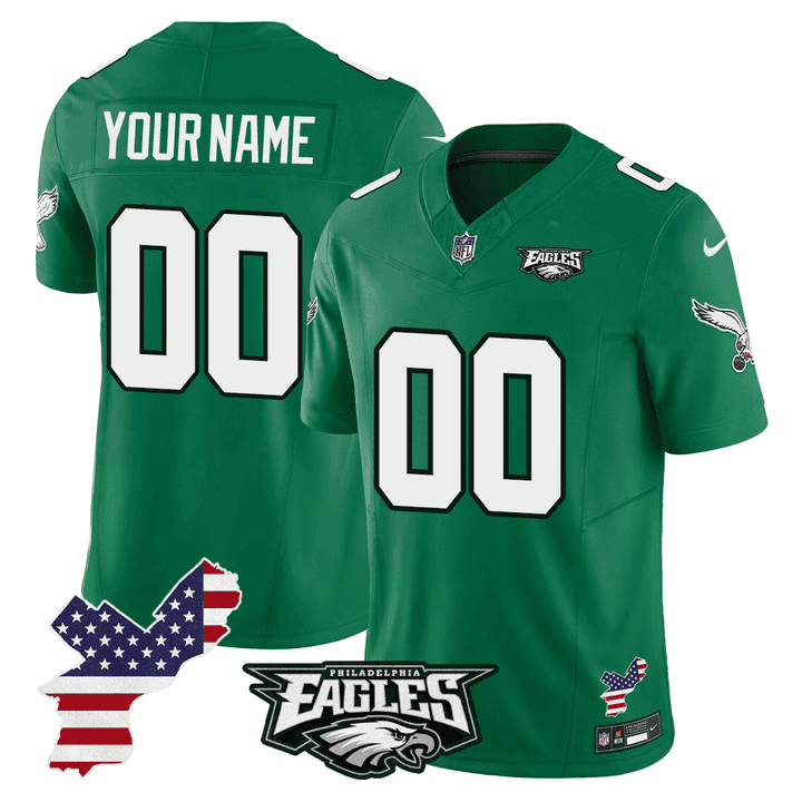 Philadelphia Eagles Philadelphia Patch Game Men Custom Jersey - Kelly Green Js1973