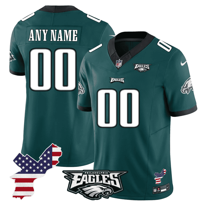 Philadelphia Eagles Philadelphia Patch Game Men Custom Jersey - Midnight Green Js6268