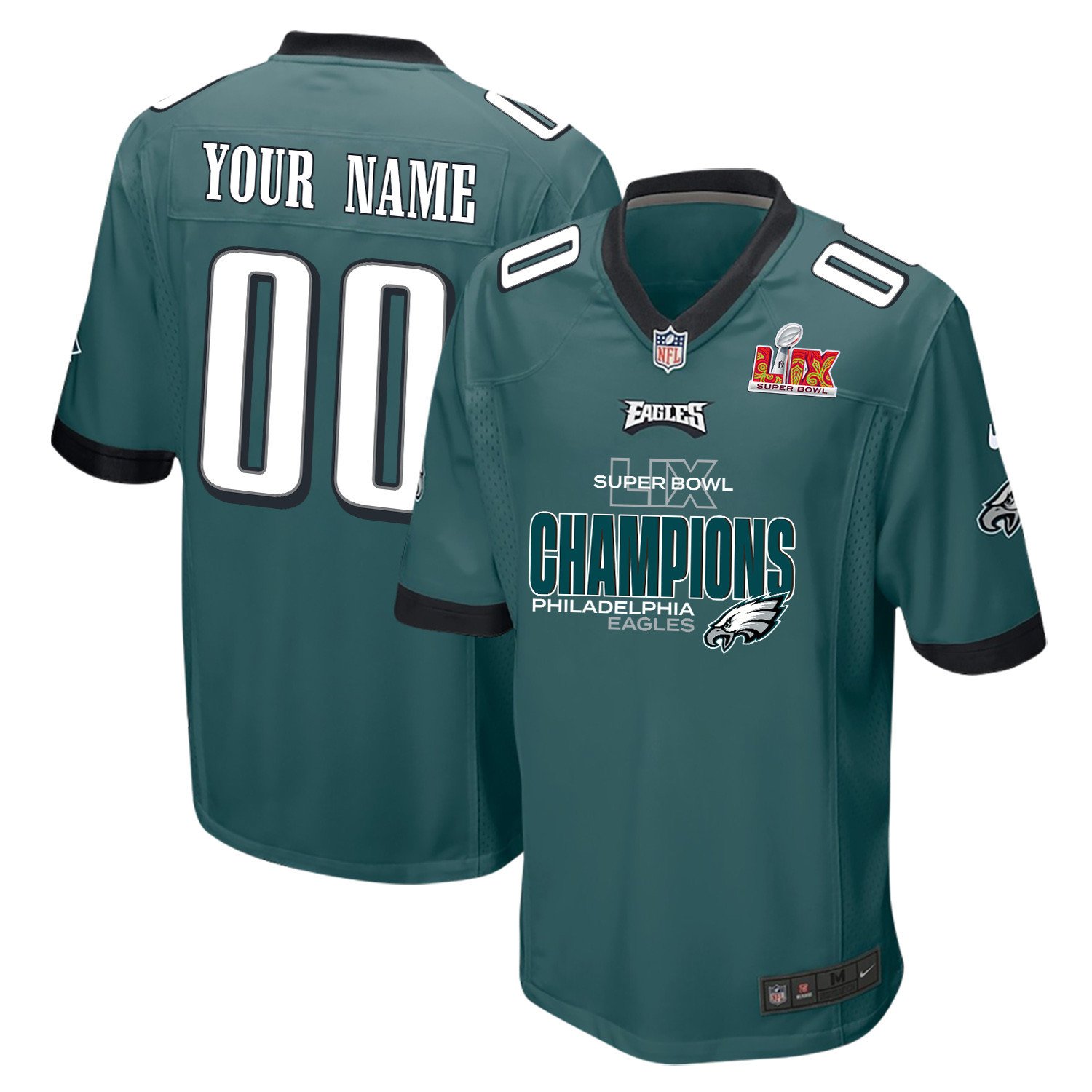 Philadelphia Eagles Super Bowl Lix Champions Iconic Game Men Jersey - Midnight Green Js2690