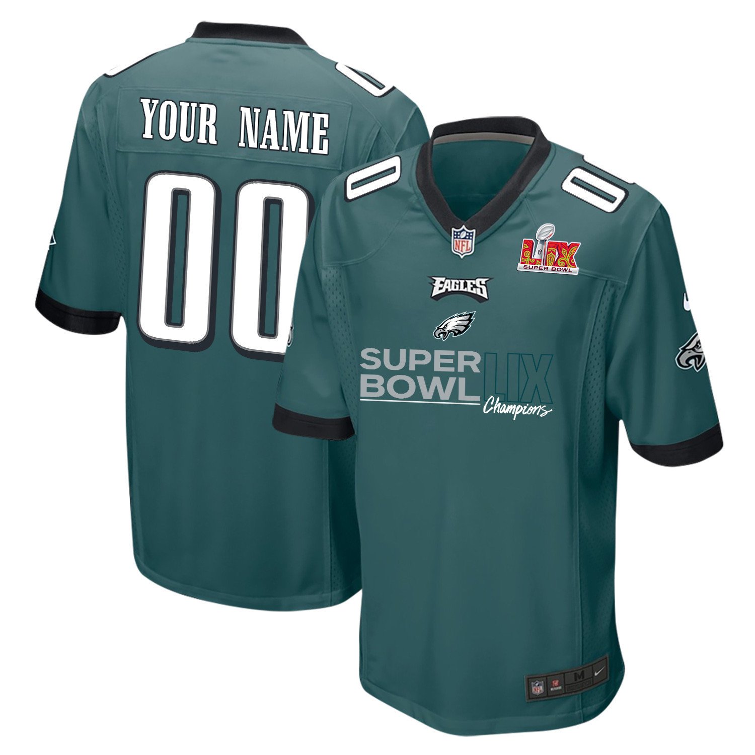 Philadelphia Eagles Super Bowl Lix Champions Under The Lights Game Men Jersey - Midnight Green Js6777
