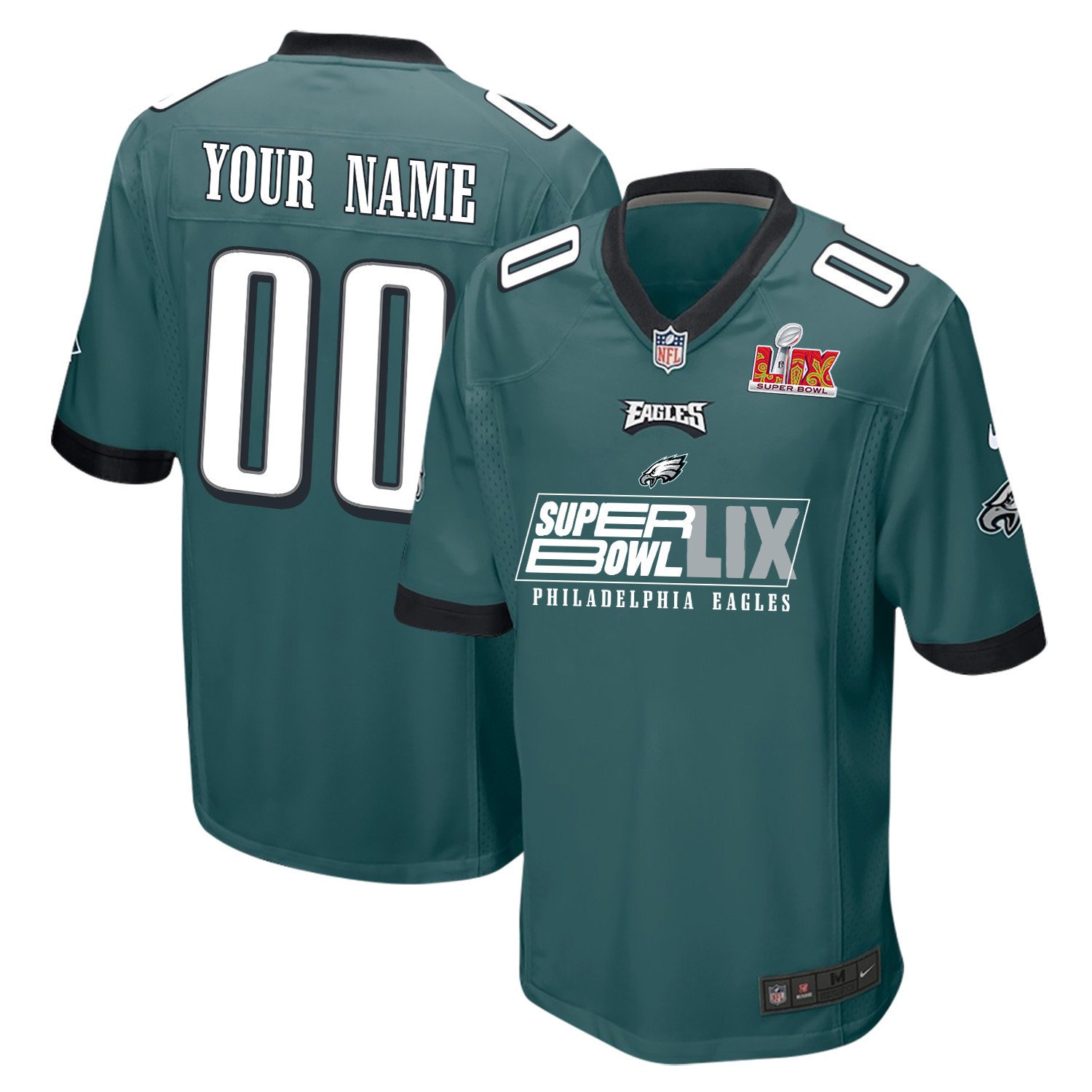 Philadelphia Eagles Super Bowl Lix Game Men Jersey - Midnight Green Js3351