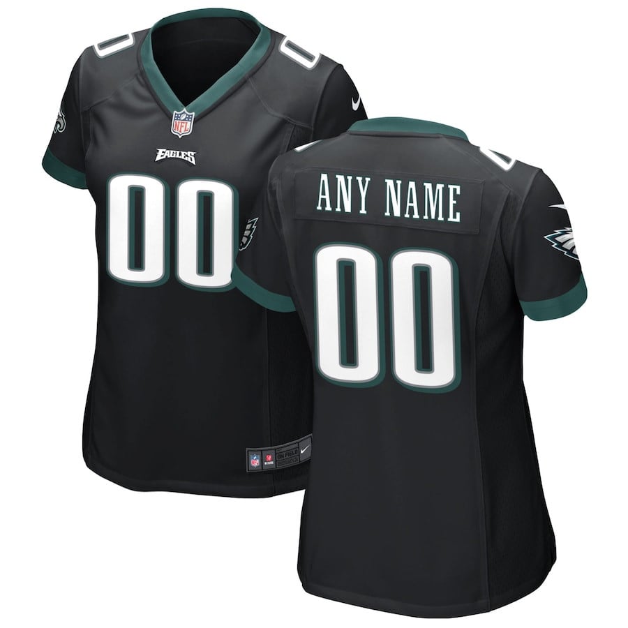 Philadelphia Eagles Women Alternate Custom Game Jersey - Black Js7767