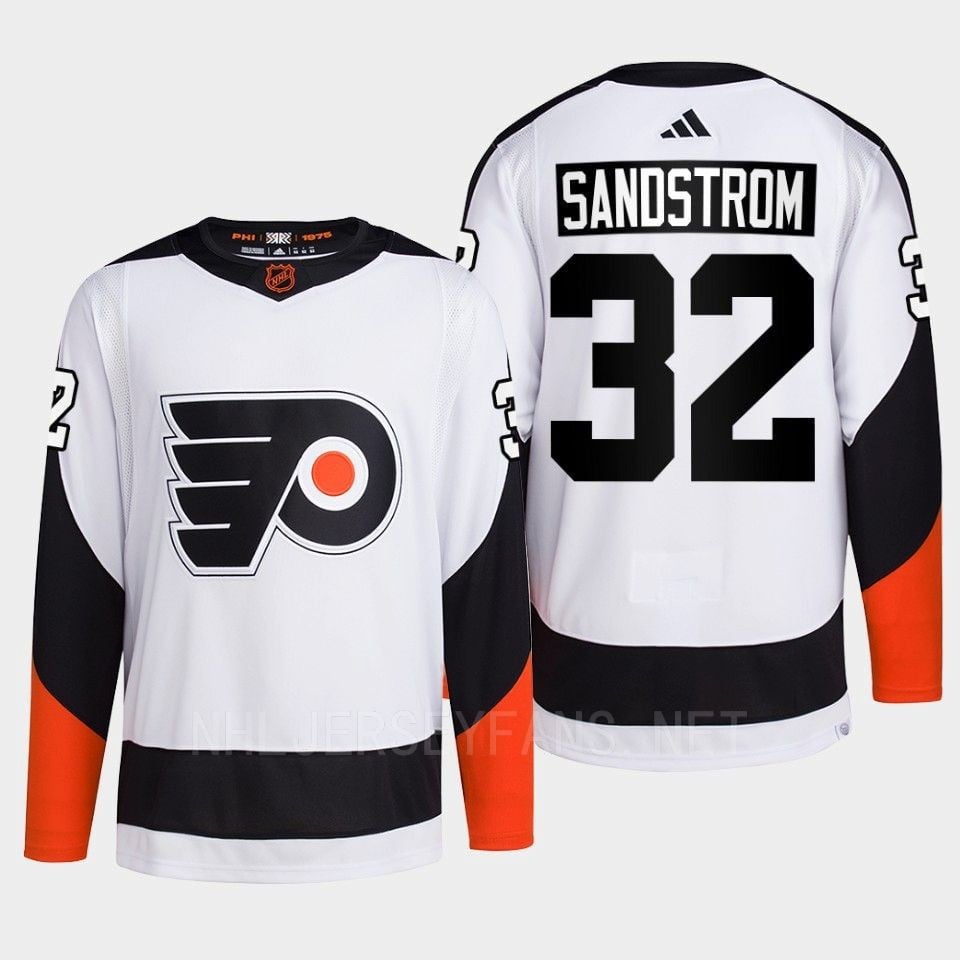 Philadelphia Flyers 2022 Reverse Retro 2.0 Felix Sandstrom 32 White Primegreen Jersey Men's
