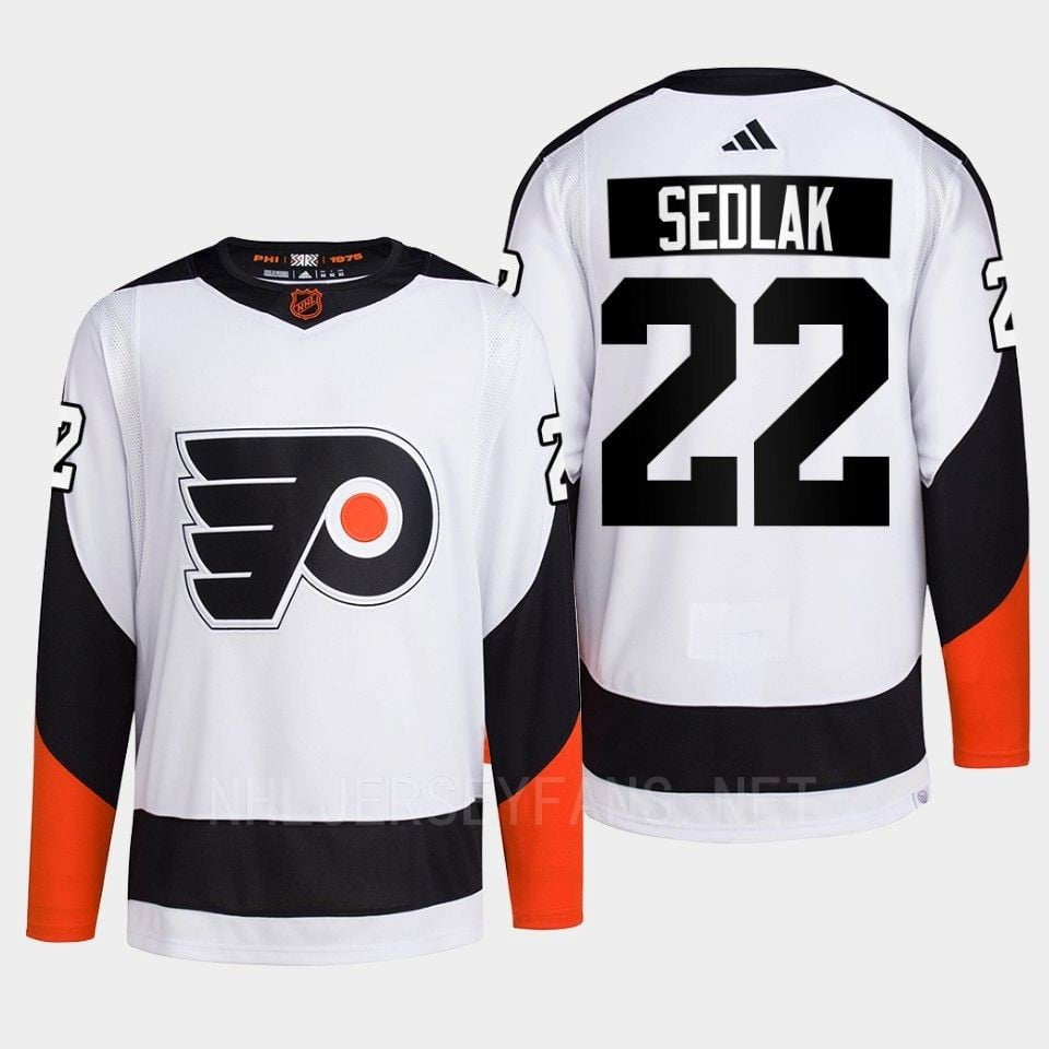 Philadelphia Flyers 2022 Reverse Retro 2.0 Lukas Sedlak 22 White Primegreen Jersey Men's