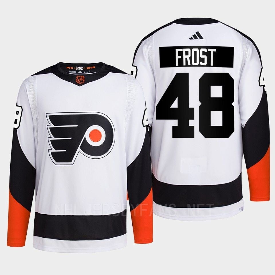 Philadelphia Flyers 2022 Reverse Retro 2.0 Morgan Frost 48 White Primegreen Jersey Men's