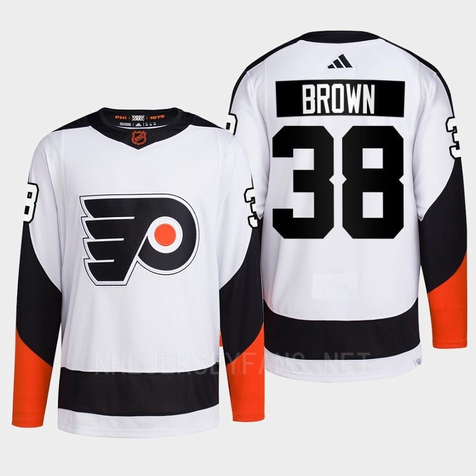Philadelphia Flyers 2022 Reverse Retro 2.0 Patrick Brown 38 White Primegreen Jersey Men's