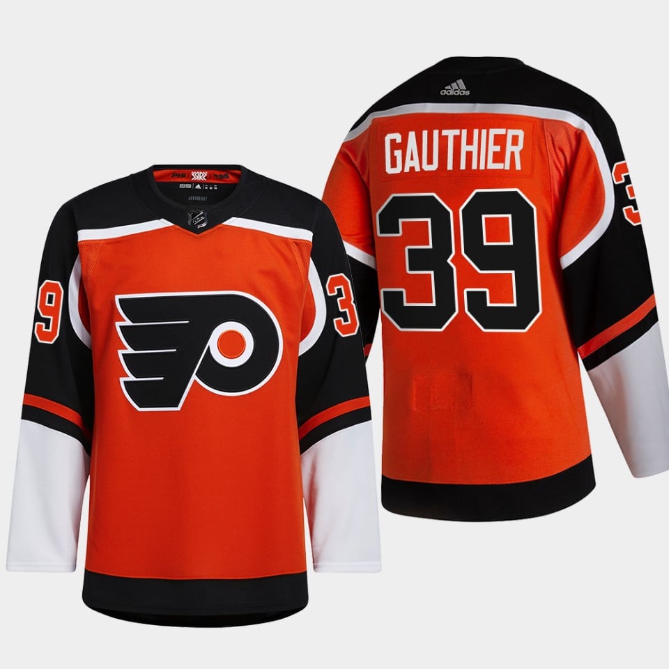 Philadelphia Flyers Cutter Gauthier 39 2022 Draft Orange Jersey Reverse Retro