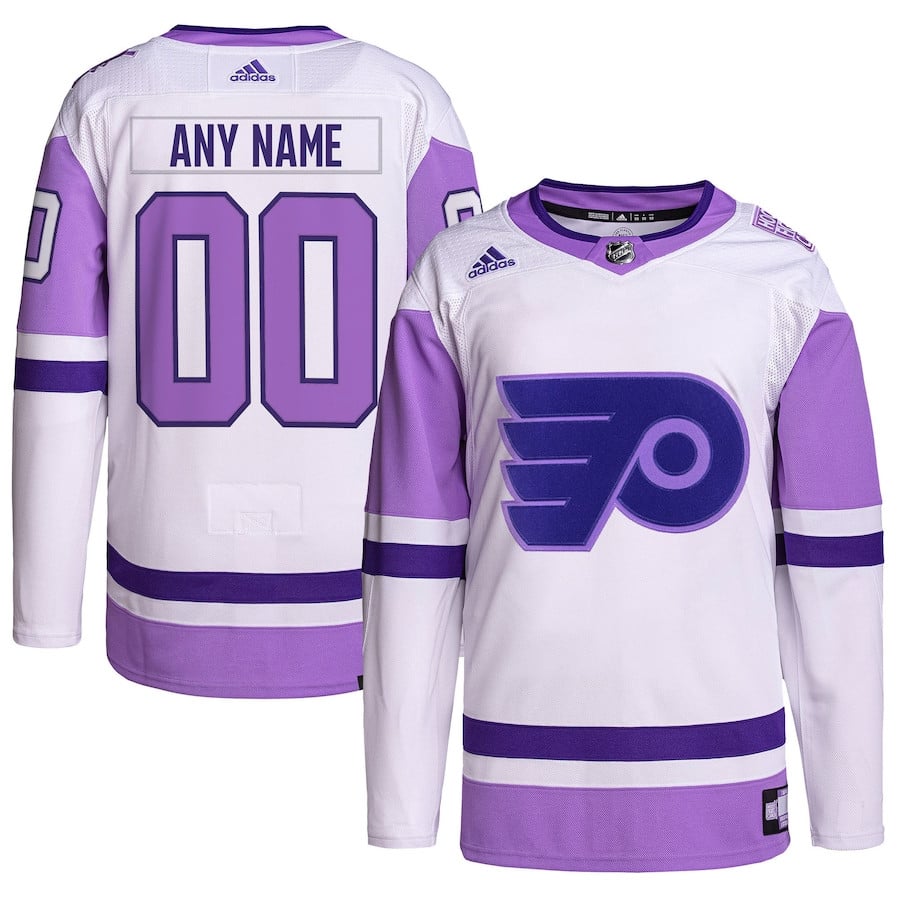 Philadelphia Flyers Hockey Fights Cancer Primegreen Custom Men Jersey - White/purple