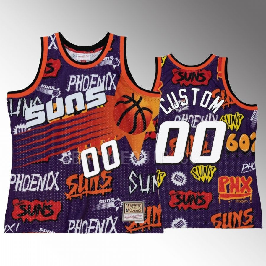 Phoenix Suns Custom 00 Purple Slap Sticker Men Jersey Hwc Swingman