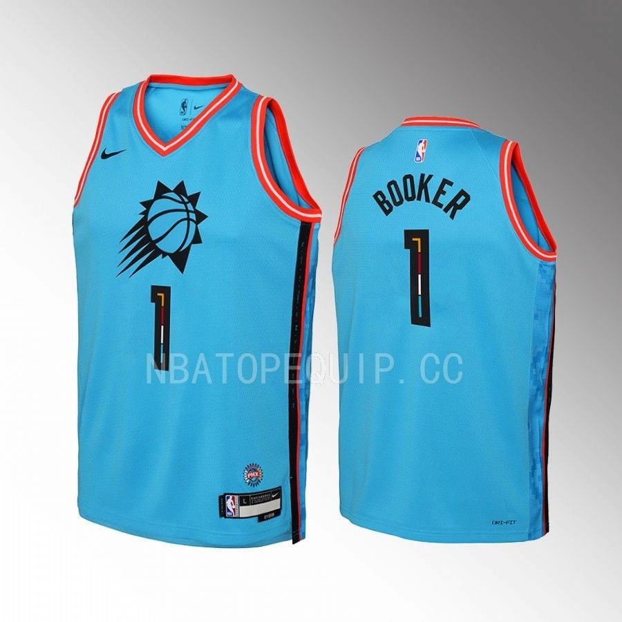 Phoenix Suns Devin Booker 1 City Edition Turquoise Youth Jersey Swingman