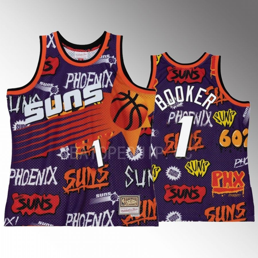 Phoenix Suns Devin Booker 1 Purple Slap Sticker Men Jersey Hwc Swingman