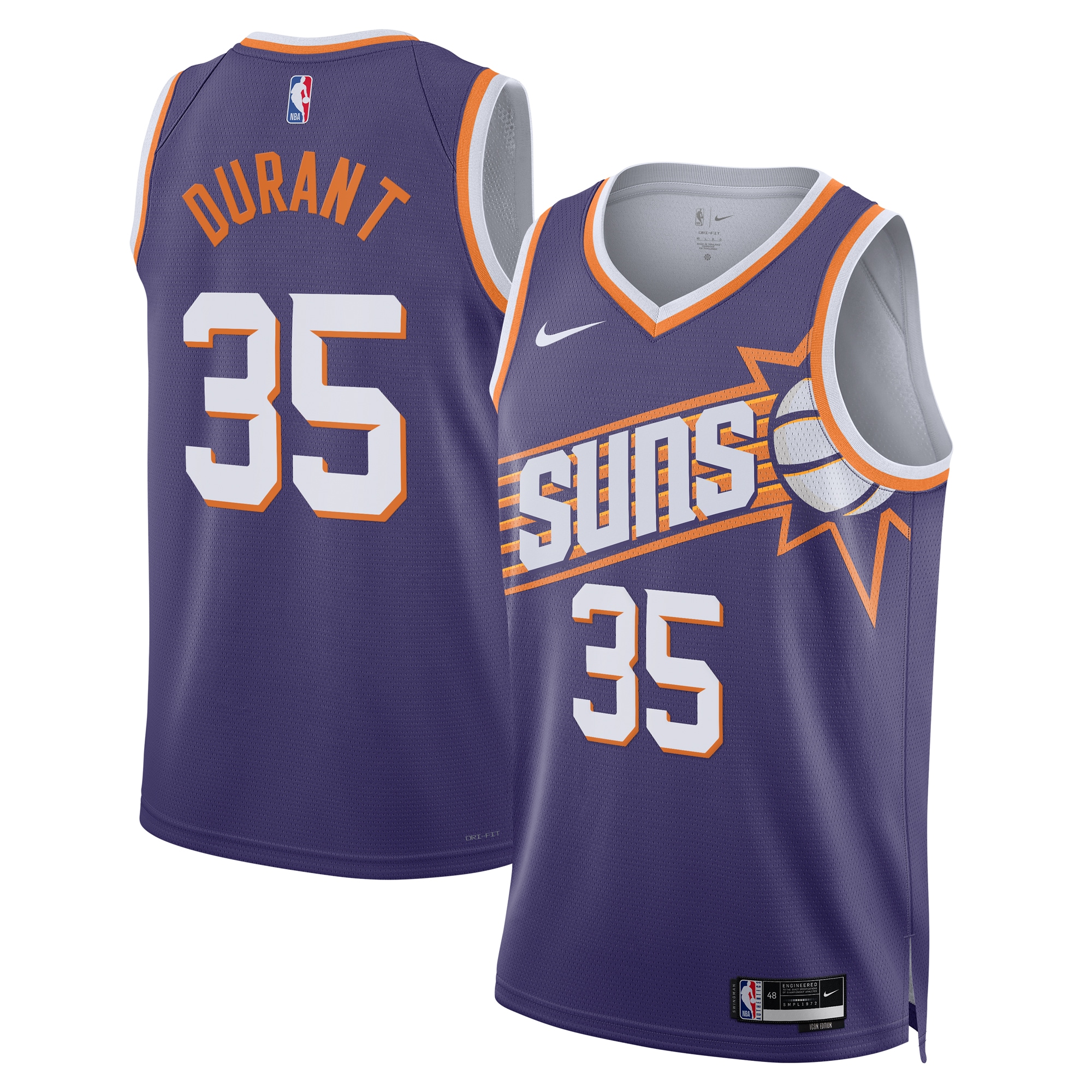 Phoenix Suns Icon Edition Swingman Jersey - Purple - Kevin Durant - Unisex