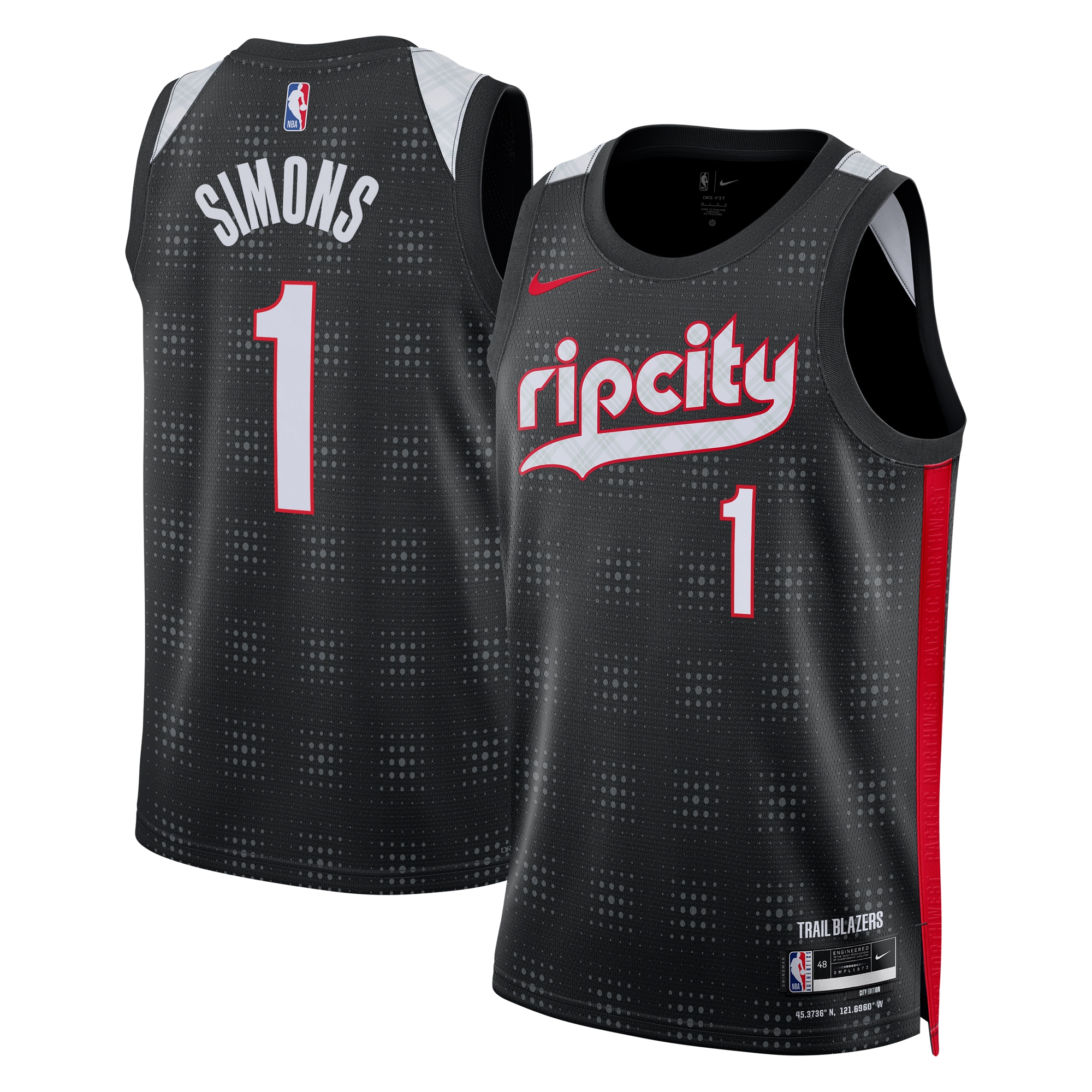 Portland Trail Blazers City Edition Swingman Jersey 2024 - Black - Anfernee Simons - Unisex