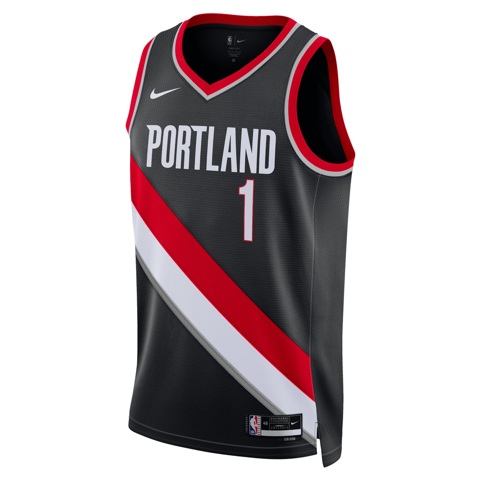 Portland Trail Blazers Icon Edition Swingman Jersey - Black - Anfernee Simons - Unisex