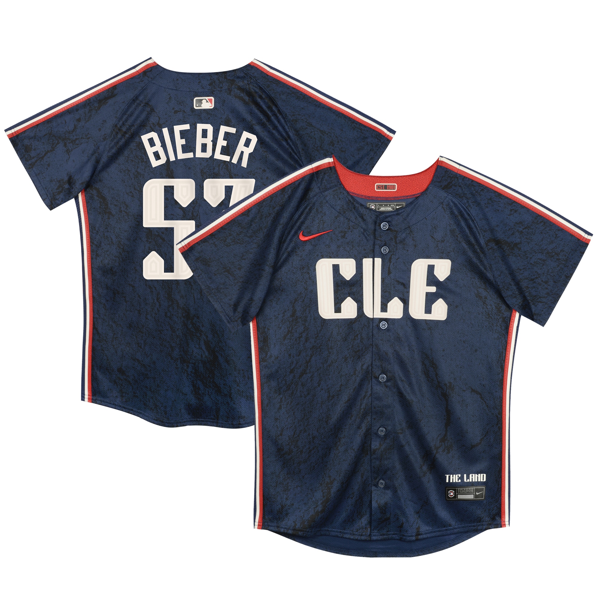 Preschool Cleveland Guardians Shane Bieber Navy 2024 City Connect Limited Jersey