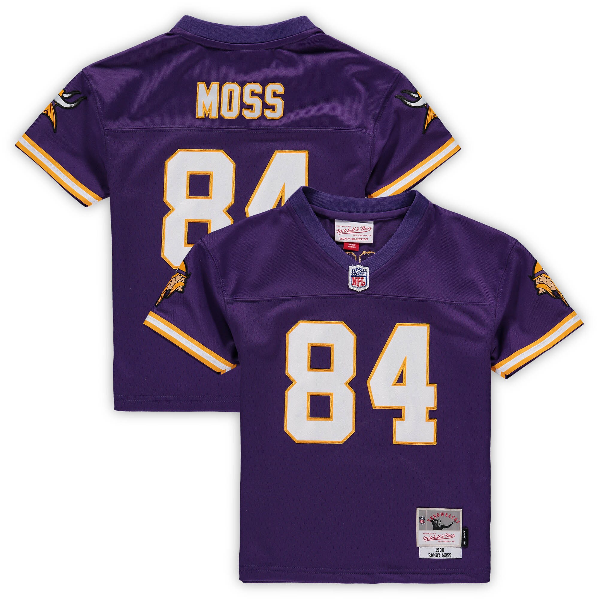 Preschool Minnesota Vikings Randy Moss Mitchell & Ness Purple 1998 Retired Legacy Jersey Js8439
