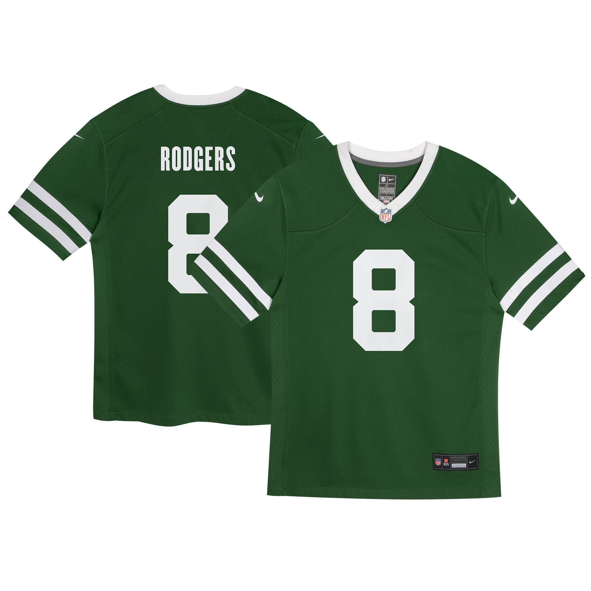 Preschool New York Jets Aaron Rodgers Legacy Green Game Jersey Js6778