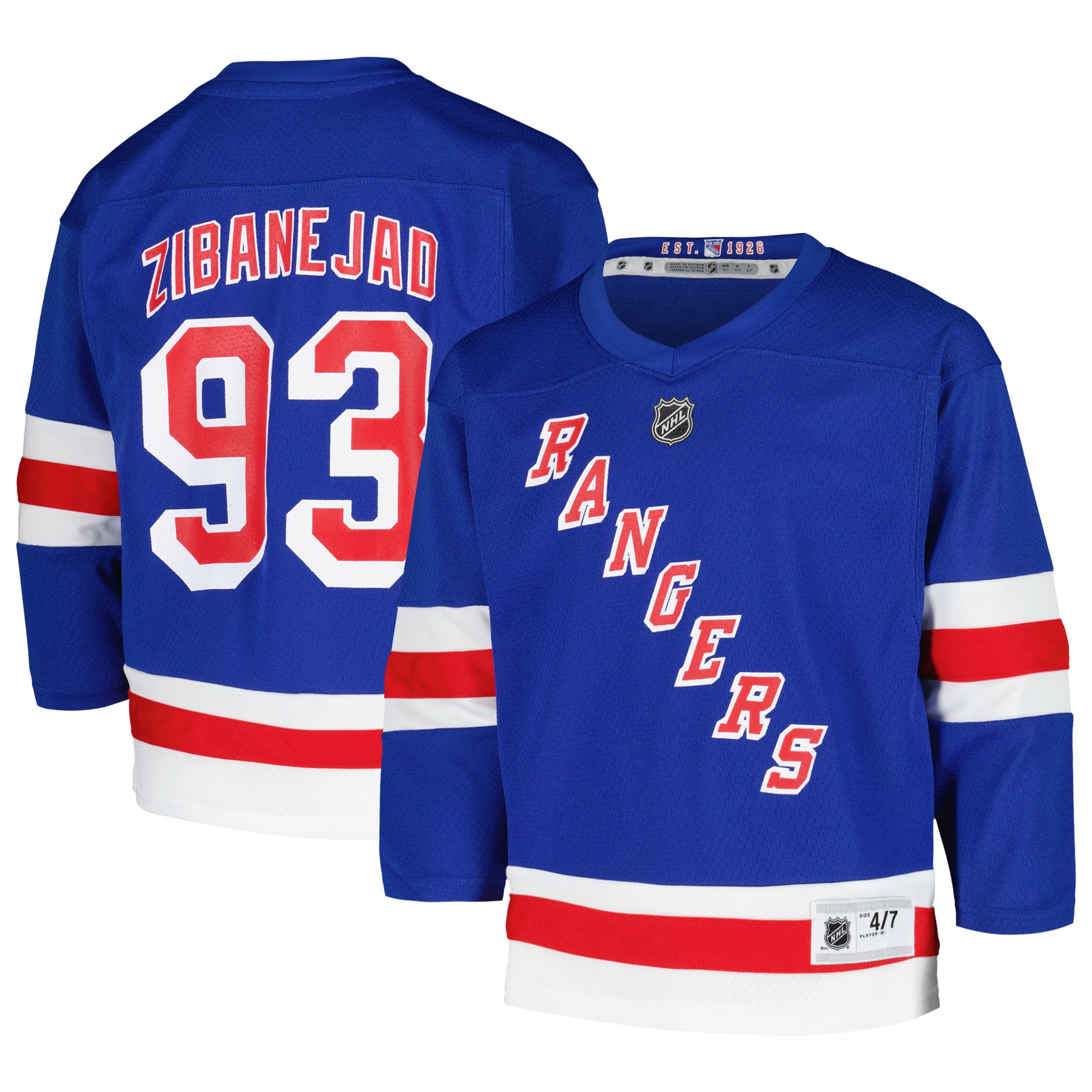 Preschool New York Rangers Mika Zibanejad Blue Home Player Jersey