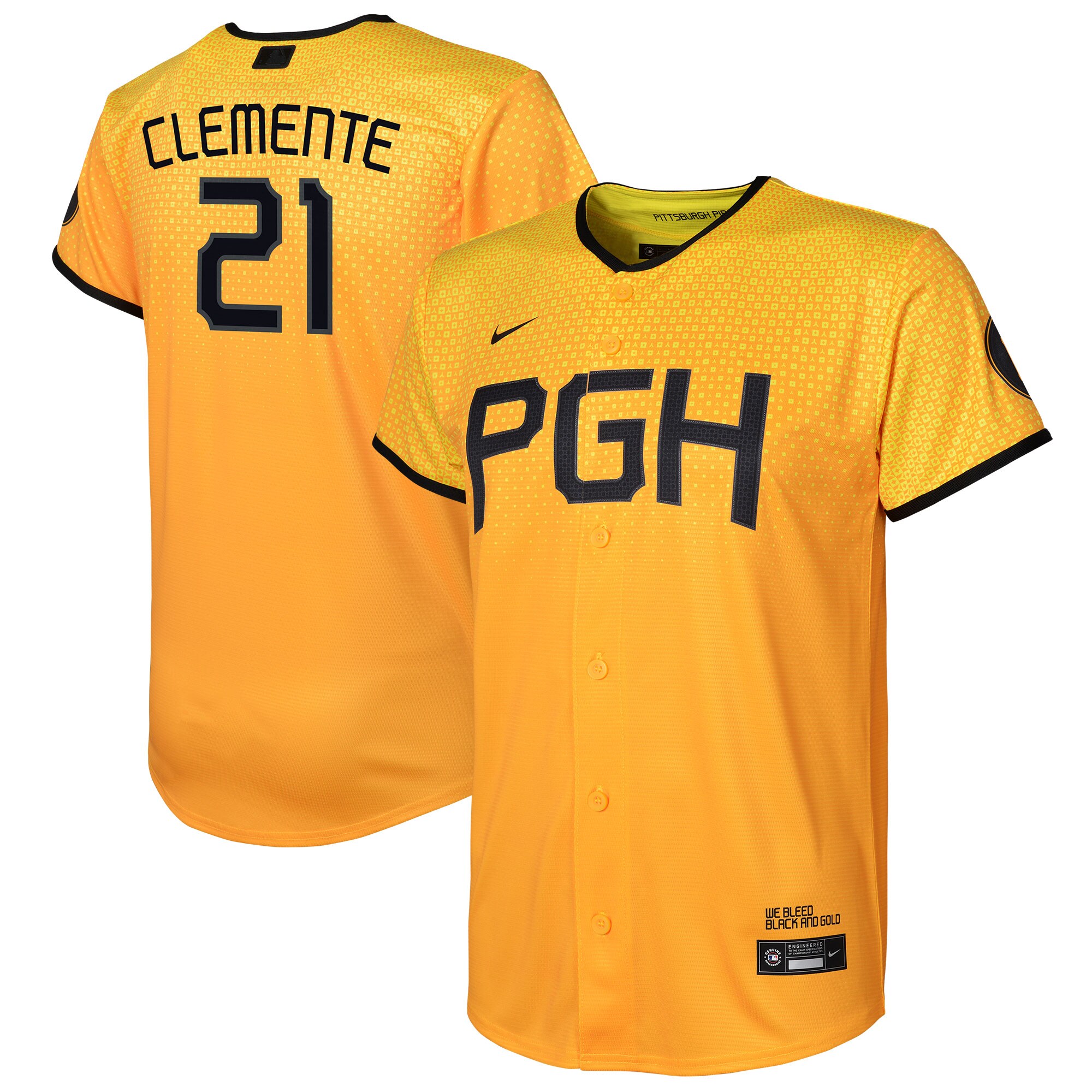 Preschool Pittsburgh Pirates Roberto Clemente Gold City Connect Player Jersey