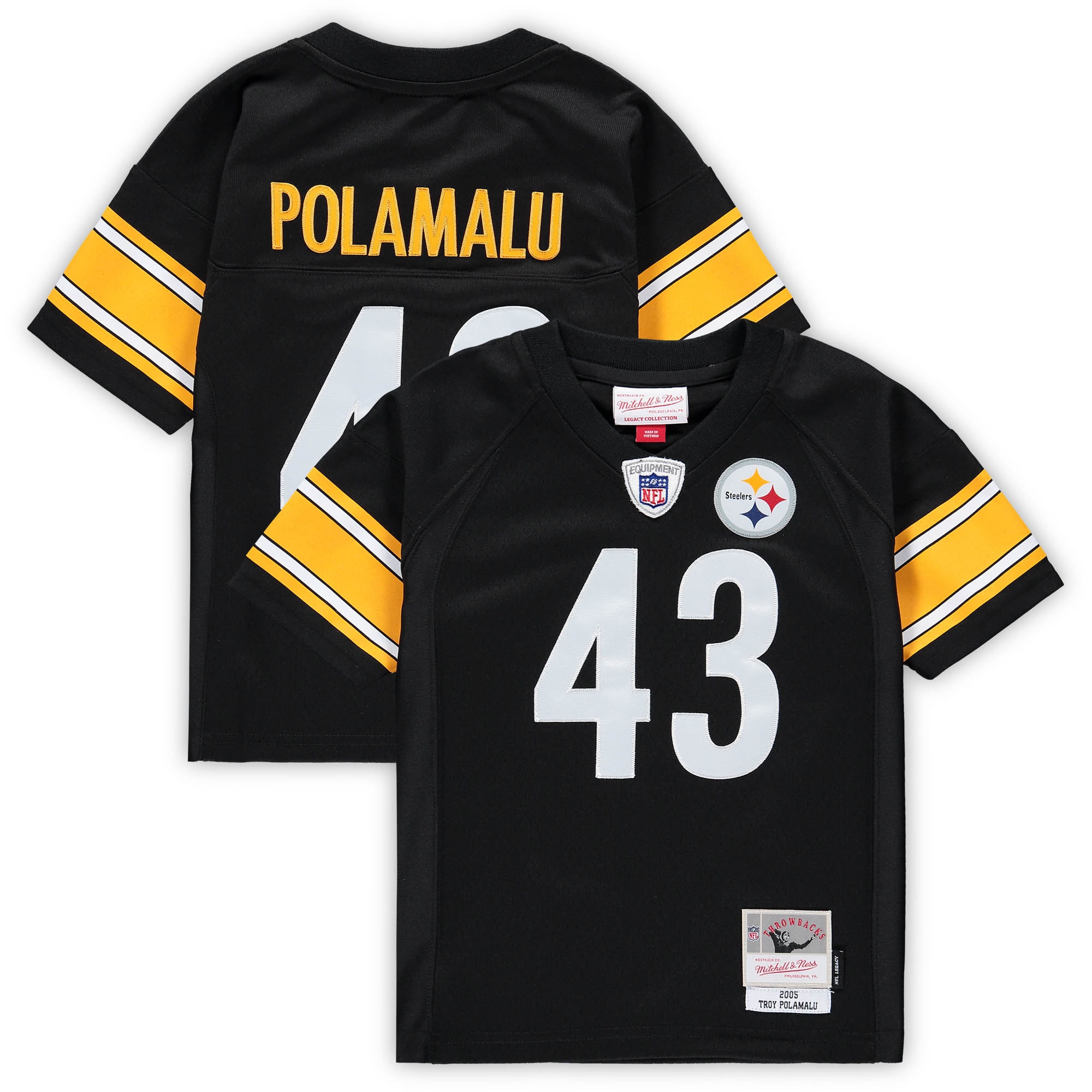 Preschool Pittsburgh Steelers Troy Polamalu Mitchell & Ness Black Retired Legacy Jersey Js2853