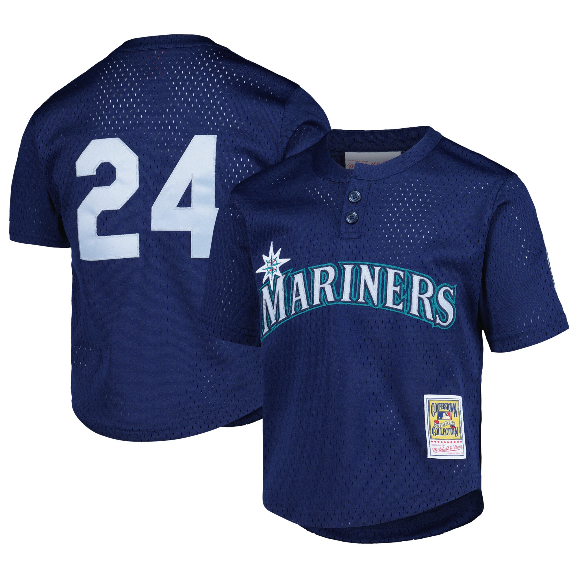 Preschool Seattle Mariners Ken Griffey Jr. Mitchell & Ness Navy Cooperstown Collection Mesh Batting Practice Jersey