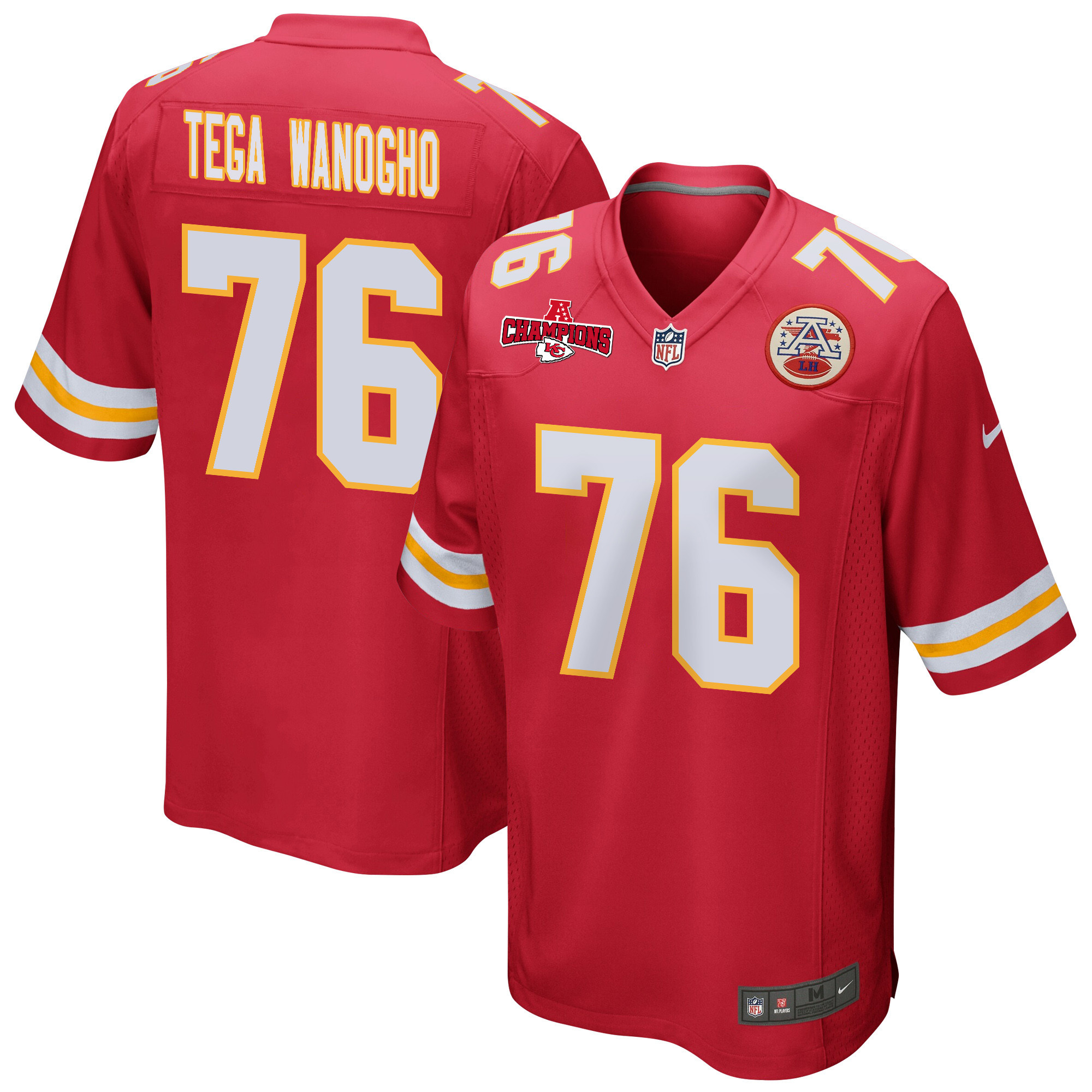 Prince Tega Wanogho 76 Kansas City Chiefs Afc Champions Patch Game Men Jersey - Red Js9351