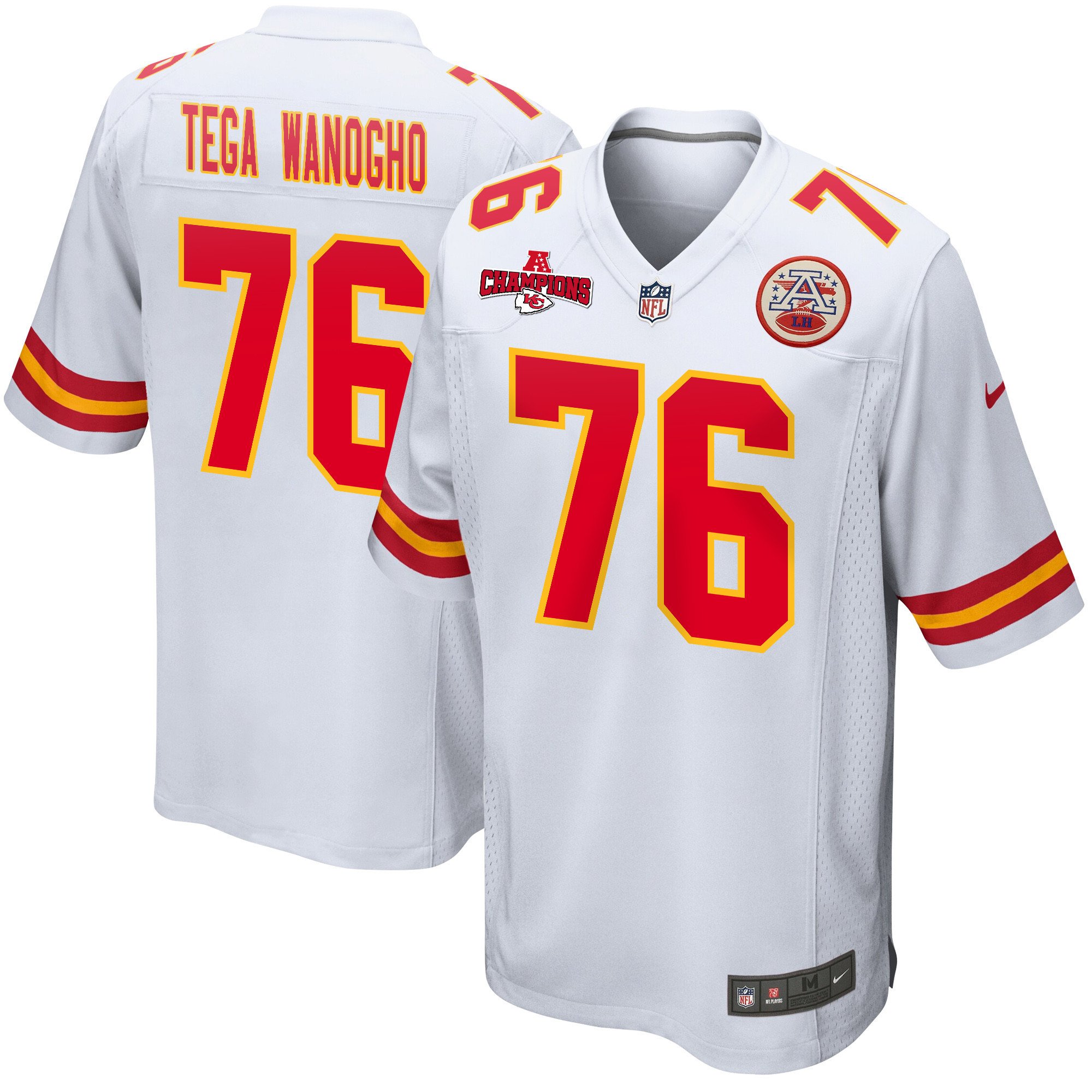 Prince Tega Wanogho 76 Kansas City Chiefs Afc Champions Patch Game Men Jersey - White Js7341