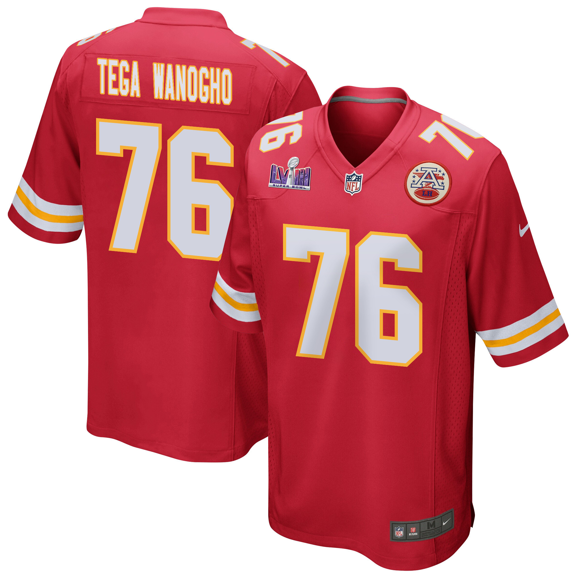 Prince Tega Wanogho 76 Kansas City Chiefs Super Bowl Lviii Patch Game Men Jersey - Red Js2794