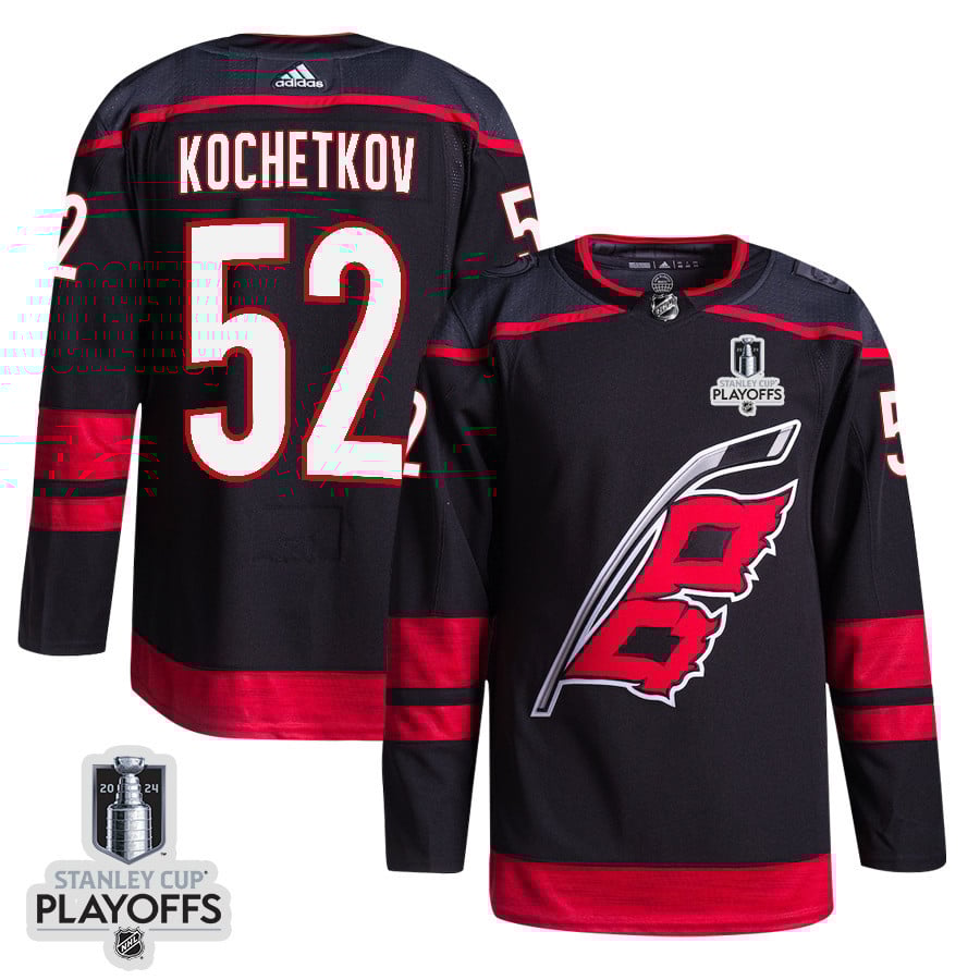 Pyotr Kochetkov 52 Carolina Hurricanes 2024 Nhl Playoffs Patch Home Jersey - Men, Black