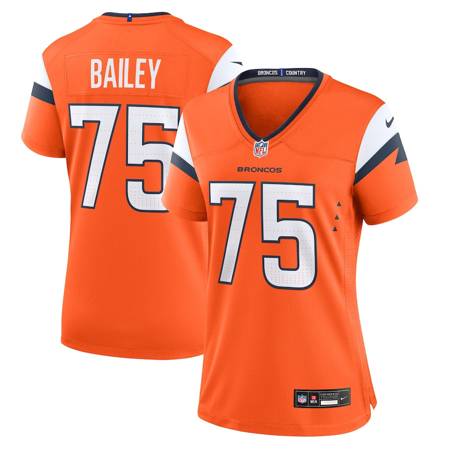 Quinn Bailey 75 Denver Broncos Team Game Women Jersey - Orange Js4409