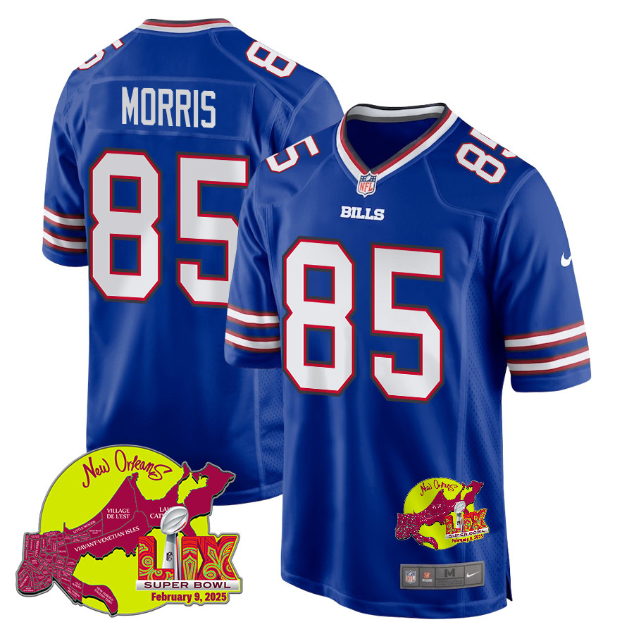 Quintin Morris 85 Buffalo Bills Super Bowl Lix New Orleans Patch Game Men Jersey - Royal Js9413