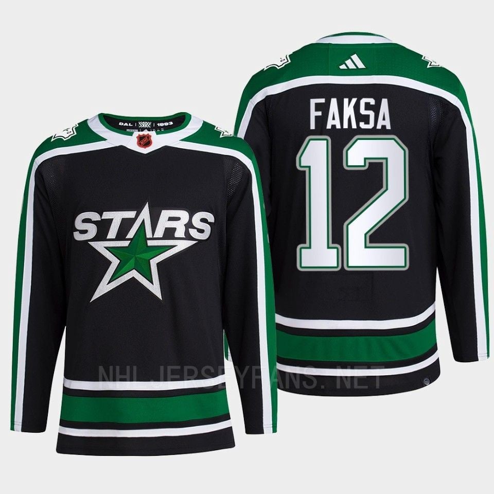 Radek Faksa 12 Reverse Retro 2.0 2022 Dallas Stars Black Jersey Pro Primegreen