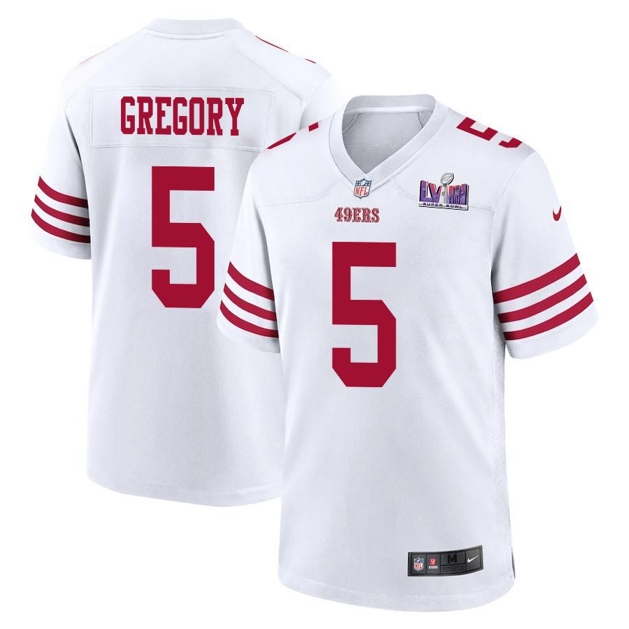 Randy Gregory 5 San Francisco 49ers Super Bowl Lviii Patch Game Men Jersey - White Js8796