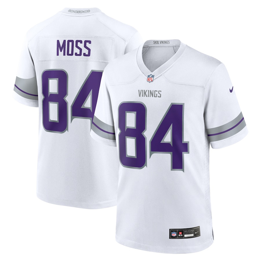Randy Moss 84 Minnesota Vikings Alternate Retired Player Game Men Jersey - White Js3570