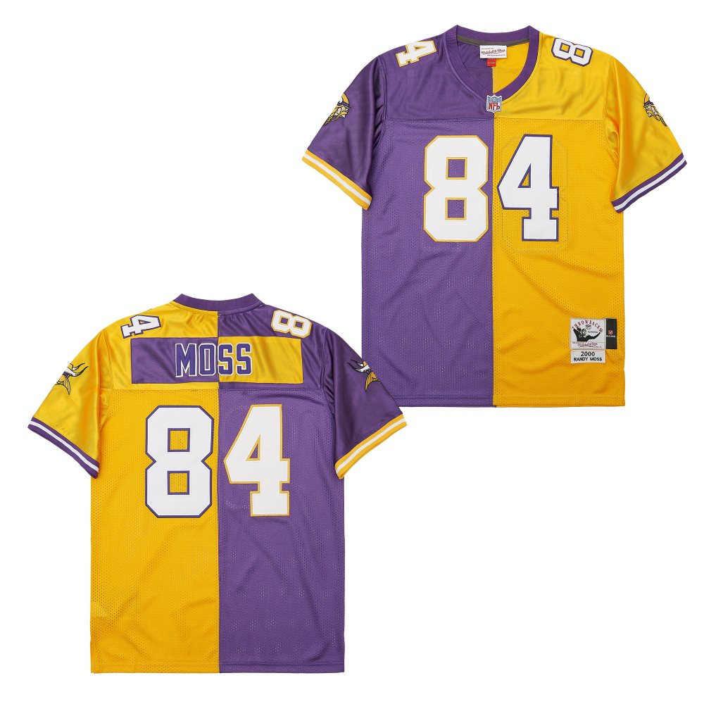 Randy Moss 84 Minnesota Vikings Two-toned Throwback Men Jersey - Purple/yellow Js4459