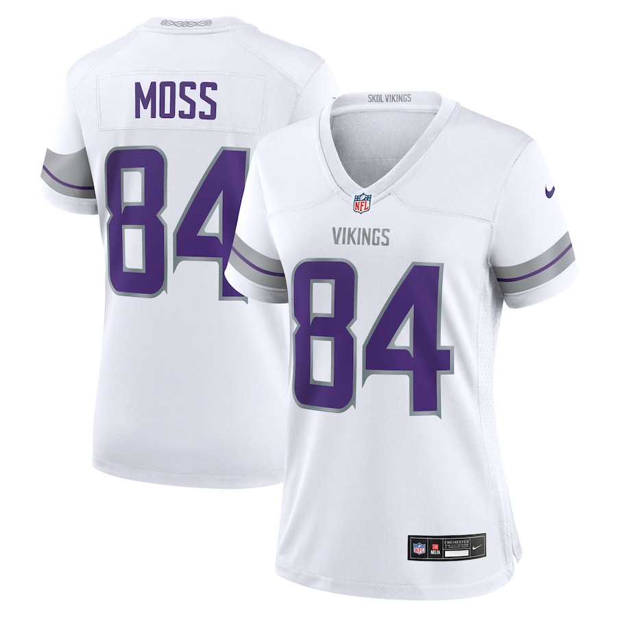 Randy Moss 84 Minnesota Vikings Women's Alternate Retired Player Game Jersey - White Js3039