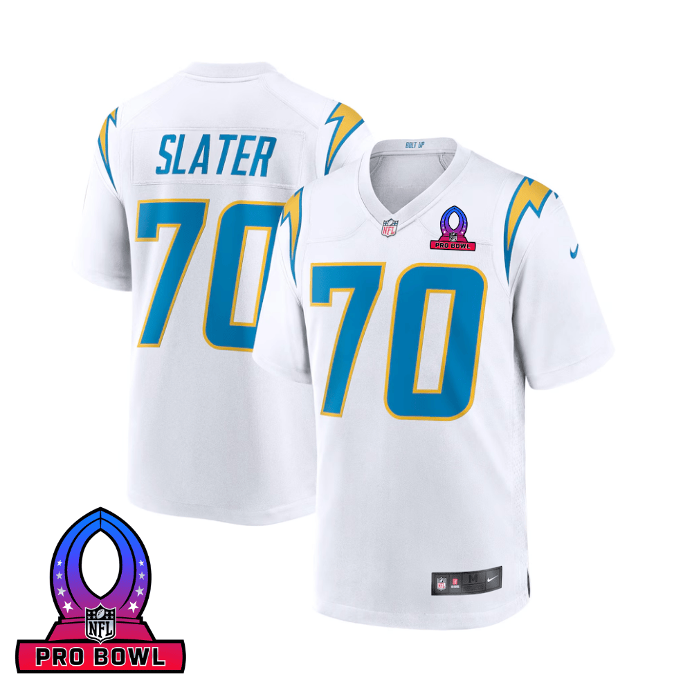 Rashawn Slater 70 Los Angeles Chargers 2025 Pro Bowl Patch Game Men Jersey - White Js2337