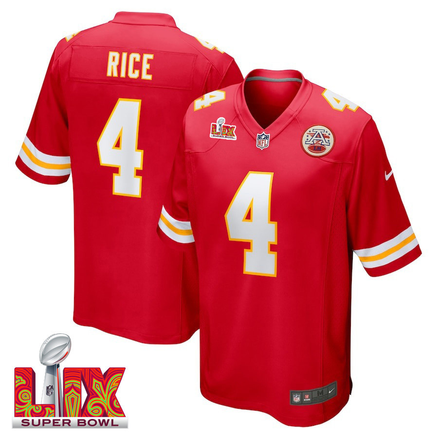 Rashee Rice #4 Kansas City Chiefs Super Bowl Lix Jersey - Men's - Red Js2996