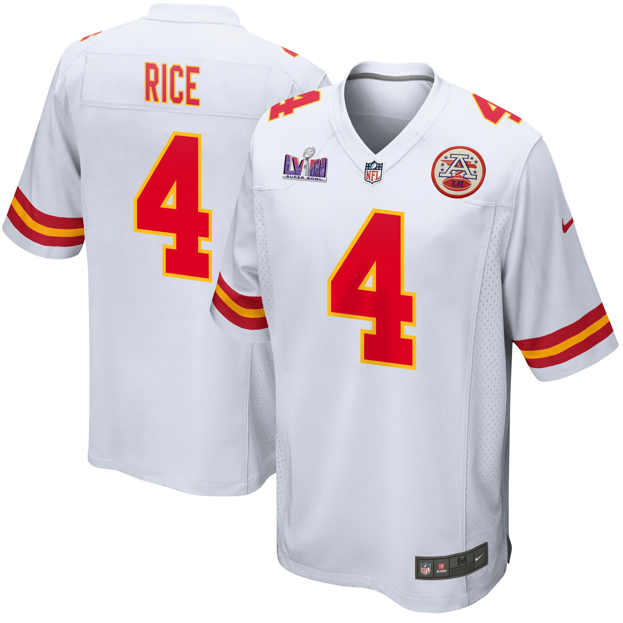 Rashee Rice 4 Kansas City Chiefs Super Bowl Lviii Patch Game Men Jersey - White Js3421