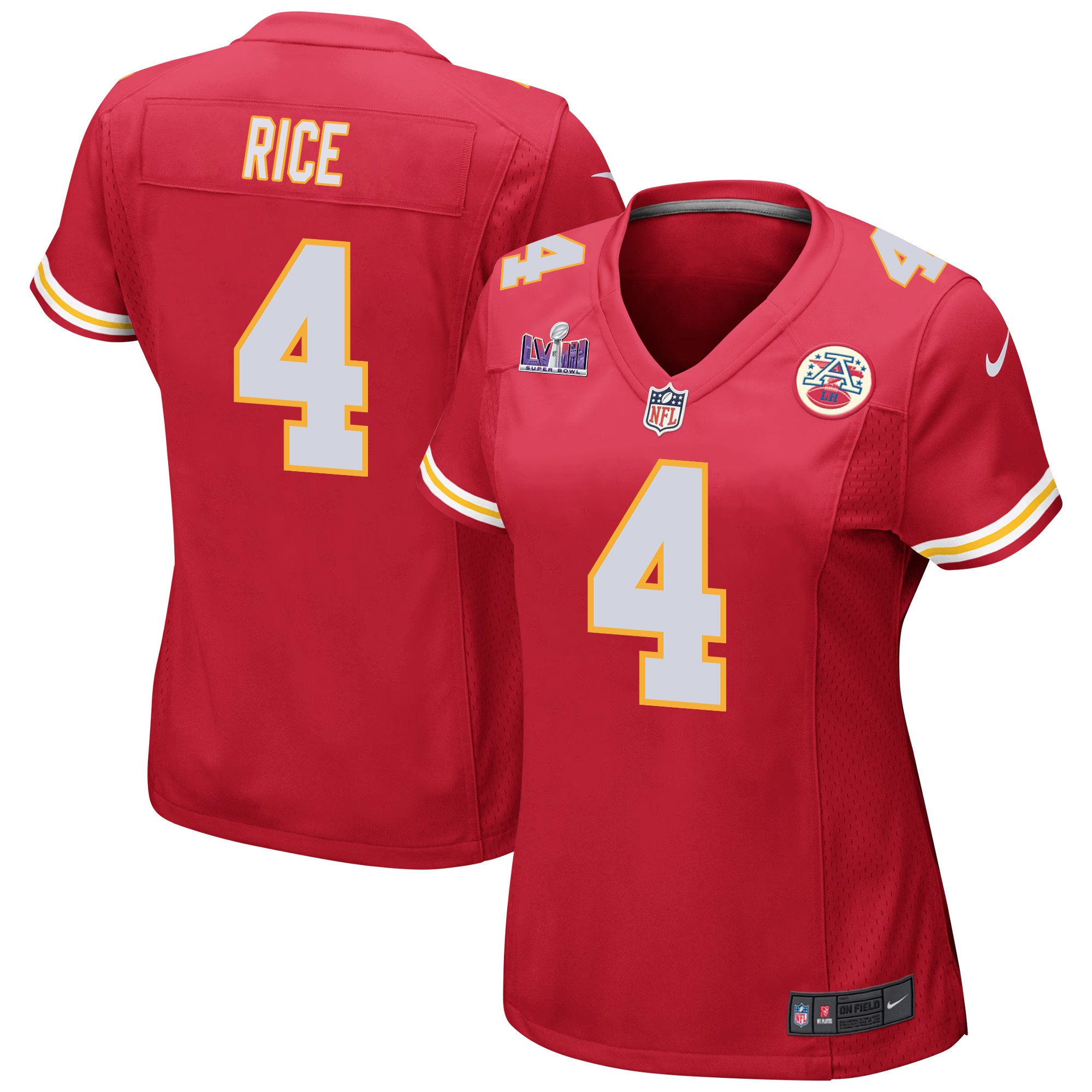 Rashee Rice 4 Kansas City Chiefs Super Bowl Lviii Patch Game Women Jersey - Red Js7197