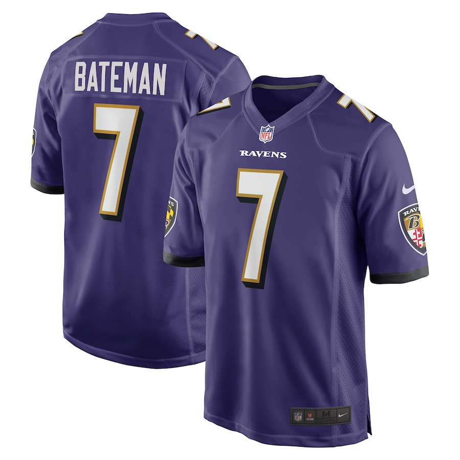 Rashod Bateman 7 Baltimore Ravens Team Game Men Jersey - Purple Js2602