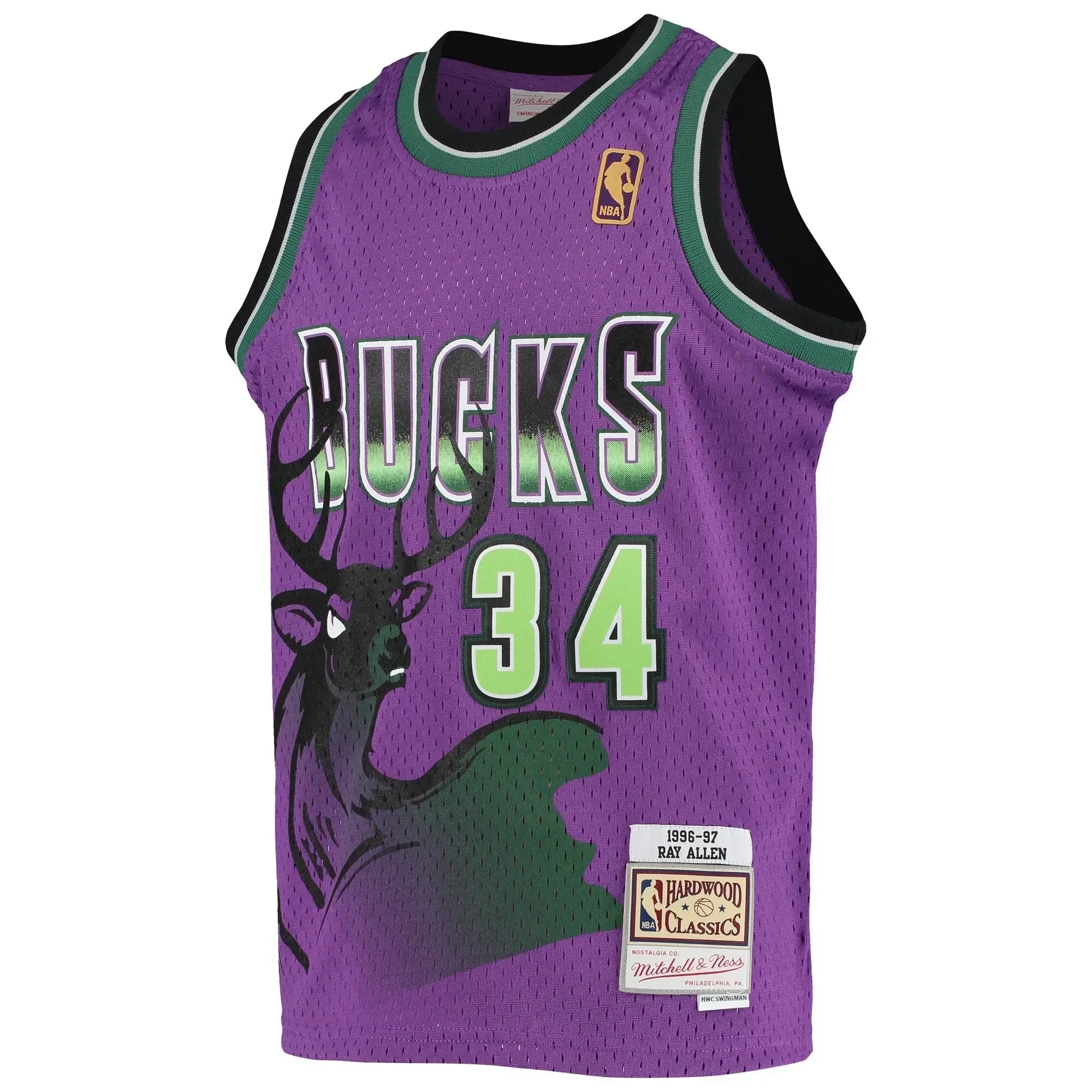 Ray Allen Milwaukee Bucks Mitchell & Ness 1996-97 Hardwood Classics Reload Jersey ??purple
