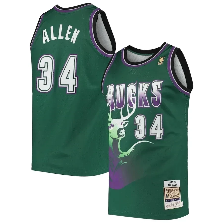 Ray Allen Milwaukee Bucks Mitchell & Ness 1996 Hardwood Classics Jersey - Green