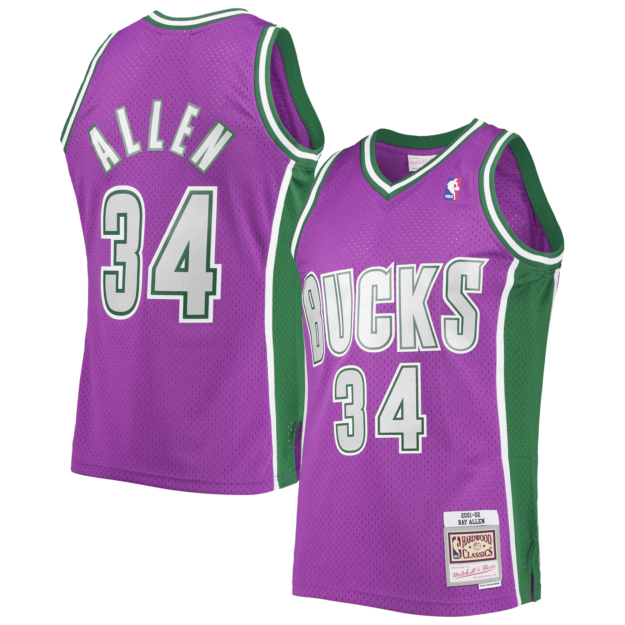 Ray Allen Milwaukee Bucks Mitchell & Ness Hardwood Classics Swingman Jersey - Purple Jersey