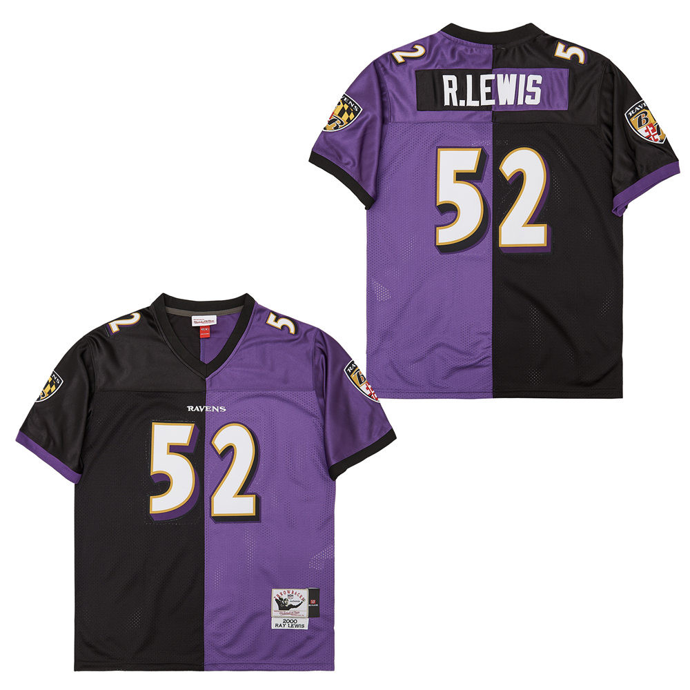 Ray Lewis 52 Baltimore Ravens Two-toned Throwback Men Jersey - Purple/black Js1183
